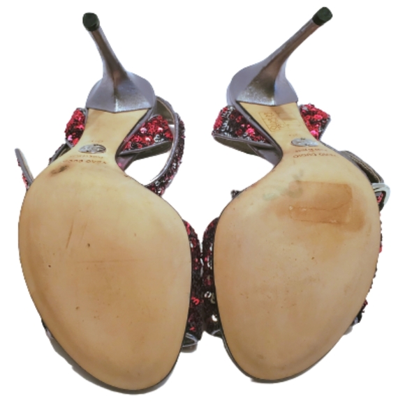 💄Red & Silver Sequin Heels - Picture 9 of 16